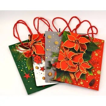 Dárková taška Dárková taška - VÁNOČNÍ HVĚZDY 23 x 18 x 10 cm - vzor B