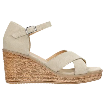 Dámské sandále Béžové Sandály Z Velurové Štípanky Na Klínku Wojas 7614964 37