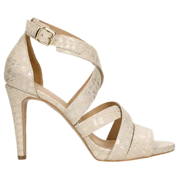 Dámské sandále Béžovo-Stříbrné Dámské Sandály S Efektem Hadí Kůže Wojas 7604558 38
