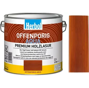 barva a nátěr na dřevo Vodou ředitelná lazura na dřevo HERBOL Offenporig Aqua - Tónovaný Teak 2,5L