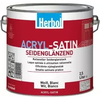 barva a nátěr na dřevo Vodou ředitelná barva na dřevo HERBOL Acryl Satin - Bílá 2,5L