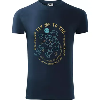 Pánské tričko Astro Ffy my to the moon - Viper FIT - Pánské zůžené tričko - M ( Námořní modrá (velmi tmavá - téměř černá) )