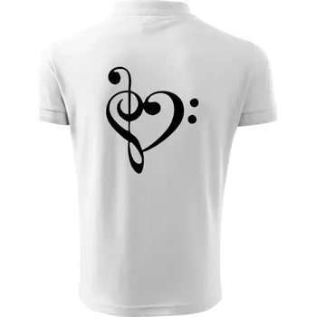 Pánská košile Houslový klíč srdce - Polokošile pánská Pique Polo 203 - 2XL ( Bílá )