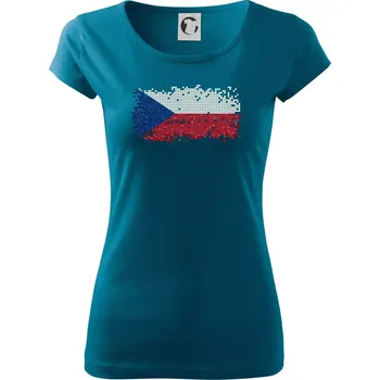 Dámské tričko Česká vlajka - tetris - Dámské triko Pure - S ( Petrolejová )