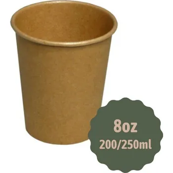 Jednorázové nádobí COFFEE LIMIT Kelímek papírový 200/250ml 8oz kraft hnědý (balení 50 ks)