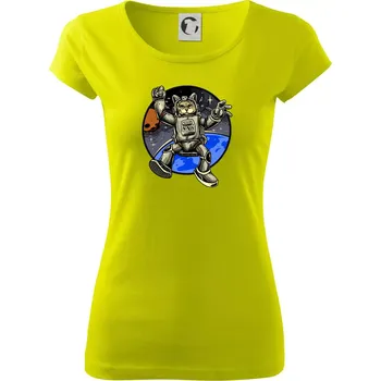 Dámské tričko Kočičí astronaut - Dámské triko Pure - M ( Limetková )