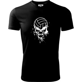 Pánské tričko Volejbal lebka splash - Pánské triko Fantasy sportovní (dresovina) - L ( Černá )