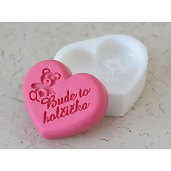 Silikonová forma - srdíčko BUDE TO HOLČIČKA © 80 x 68 x 15 mm