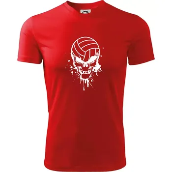 Pánské tričko Volejbal lebka splash - Pánské triko Fantasy sportovní (dresovina) - 3XL ( Červená )