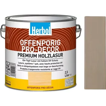 Lak na dřevo Lazura na dřevo HERBOL Offenporig Pro-Decor - Tónovaný odstín, pastelové odstíny Hnědošedá E4.05.55 2,5L