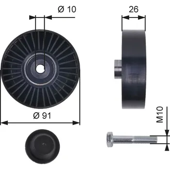 Vratná/vodicí kladka, klínový žebrový řemen GATES T36001