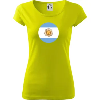 Dámské tričko Argentina vlajka kulatá - Dámské triko Pure - S ( Limetková )