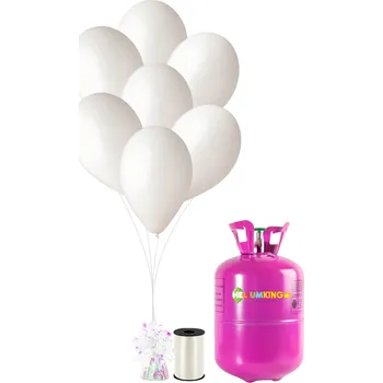 Helium do balónku HeliumKing Helium párty set s bílými balónky 20 ks