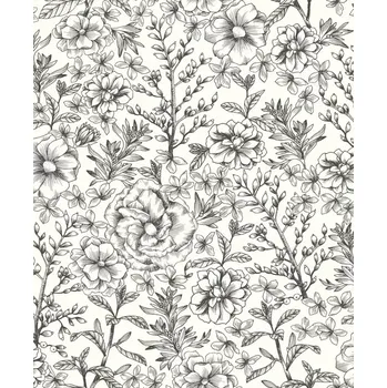 Tapeta Vliesová tapeta na zeď Caselio 103060913, květy, listy Černobílá