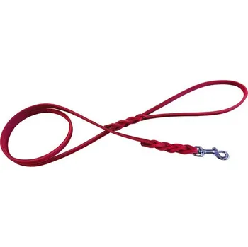 Vodítko pro psa Vodítko mastná kůže VIPET, zapletené - Červená