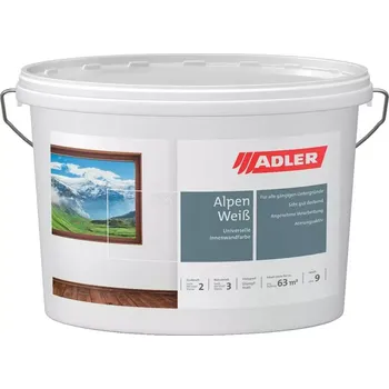 Lak na dřevo Adler Aviva Alpen-Weiß - Univerzální bílá vodou ředitelná barva na stěny v interiéru Bílá 9L