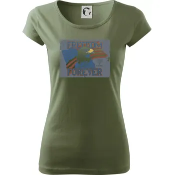 Dámské tričko Freedom forever USA - Dámské triko Pure - 2XL ( Khaki )