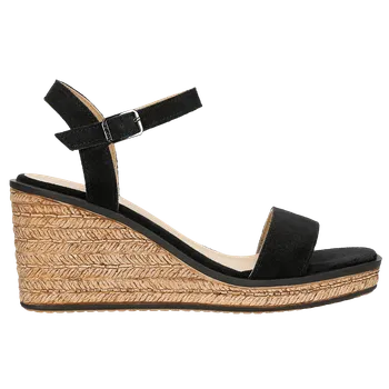 Dámské sandále Černé Dámské Sandály Na Klínku Z Velurové Kůže Wojas 7614861 38