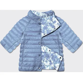 Světle modrá/květovaná oboustranná dámská plus size bunda se 3/4 rukávy Minority (M23-7010-50) odstíny modré 48