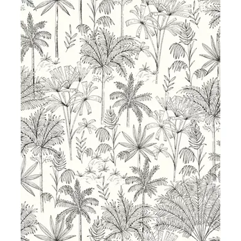 Tapeta Vliesová tapeta na zeď Caselio 103030911, květy, listy Černobílá