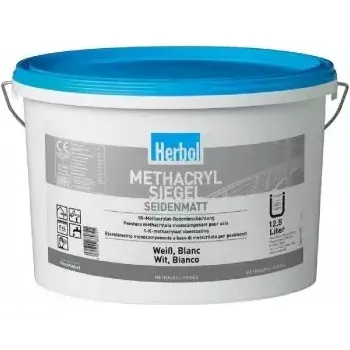 Lak na dřevo Vysoce odolná barva HERBOL Methacryl - Siegel - Bílá 12,5L