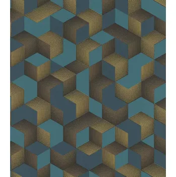 Tapeta Vliesová tapeta na zeď 403909, Rasch Denzo Tyrkysová;Zlatá