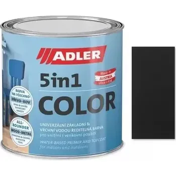 Lak na dřevo Adler 5in1-Color 0,75L - Univerzální vodou ředitelná barva, předmíchané odstíny 13 - Černá (RAL 9005)