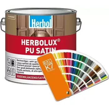 Lak na dřevo Barva na dřevo HERBOL Herbolux PU Satin - Míchaný odstín tónovaný odstín 1L