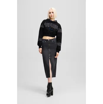 Dámská sukně SUKNĚ KARL LAGERFELD JEANS KLJ ZIP DENIM MIDI SKIRT WASHED DARK GREY DENIM