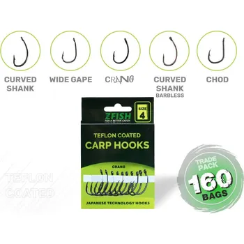 Rybářský háček ZFISH Trade Pack Teflonové Háčky 160ks ZFISH Trade Pack Teflonové Háčky 160ks