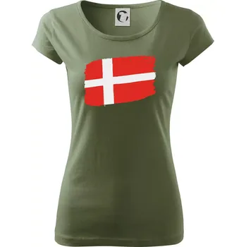 Dámské tričko Dánsko vlajka - Dámské triko Pure - XL ( Khaki )