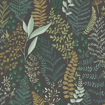 Tapeta Vliesová tapeta na zeď Caselio 102927927, květy, listy černá