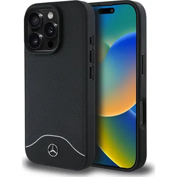 Náhradní kryt pro mobilní telefon Mercedes Wood Imitation and Smooth Leather MagSafe zadní kryt pro iPhone 16 Pro Black