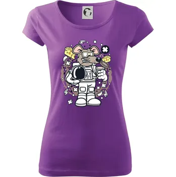 Dámské tričko Myš kosmonaut komiks - Dámské triko Pure - 3XL ( Fialová )
