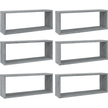 police Nástěnné obdélníkové police 60 x 15 x 23 cm 6 ks