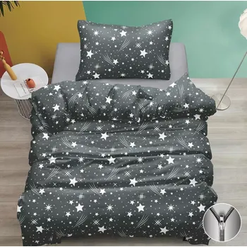 Povlečení NOVINKA 2025! BAVLNĚNÉ OBOUSTRANNÉ POVLEČENÍ 140x200/70x90 cm - KOMETKY ŠEDÉ