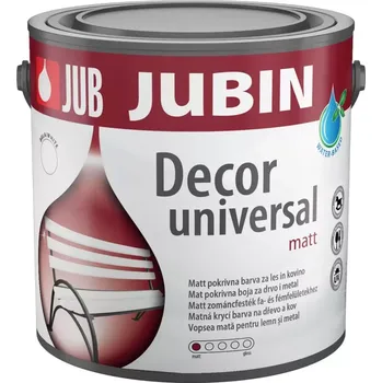 univerzální barva JUB JUBIN Decor Universal Matt 0,65 l bílá - matná vodní akrylátová barva na dřevo a kov