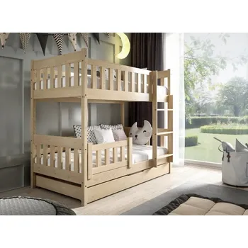 Dětská postýlka MBLM Patrová postel Lila 190 x 80 cm - borovice Výběr matrace dolní lůžko: Bez matrace na dolní lůžko, Výběr matrace: Bez matrace na horní lůžko, Zásuvka - úložný prostor: Bez zásuvky (úložný prostor)