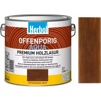 Lak na dřevo Vodou ředitelná lazura na dřevo HERBOL Offenporig Aqua - Tónovaný Rustikální dub 1L