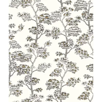Tapeta Vliesová tapeta na zeď Caselio 102990922, květy, listy Černobílá