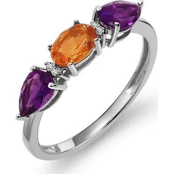 Prsten Zlatý prsten s citrínem a ametystem 1,20 ct Garden KU2150 + dárkové balení LUXUS zdarma