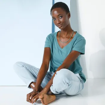 Dámské tričko Tričko s výstřihem do V šedozelená 42/44