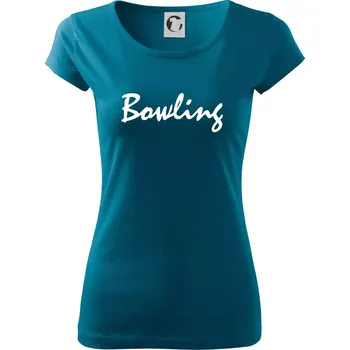 Dámské oblečení Bowling nápis psací - Dámské triko Pure - 2XL ( Petrolejová )