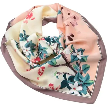 Šátek Velký šátek - růžovo-béžový s květinovým potiskem