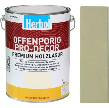 barva a nátěr na dřevo Lazura na dřevo HERBOL Offenporig Pro-Decor - Tónovaný odstín, pastelové odstíny Štěrkově šedá RAL 7032 5L