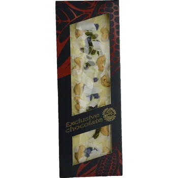 Čokoláda Čokoláda bílá s kešu oříšky, pistáciemi, fialkami a kokosem - Severka 135g