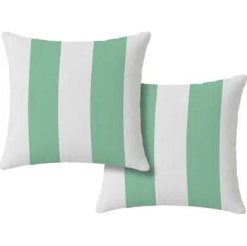 Povlak na dekorativní polštářek Sada 2 ks dekoračních povlaků na polštář STRIPES 45x45 cm, bílo-zelená
