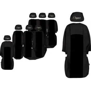 Ochranný autopotah Potahy sedadel (8) - Elegance S, VOLKSWAGEN TRANSPORTER T5 (01.2003-12.2015) & VOLKSWAGEN TRANSPORTER T6 (01.2016-12.2021) - 8místné provedení; 3 řady sedadel; 1+1 sedadlo pro jednoho cestujícího