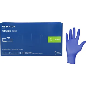 Pracovní rukavice Invento MERCATOR Nitrylex BASIC tmavomodré ochranné rukavice, velikost S, 100ks/balení
