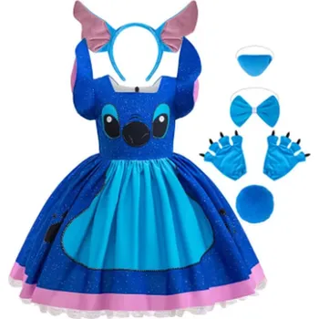 Dívčí šaty Dívčí šaty na motivy postavičky Lilo & Stitch (ideální i jako kostým Stitche) Varianta: 03, Velikost: 140 (7-8 let)